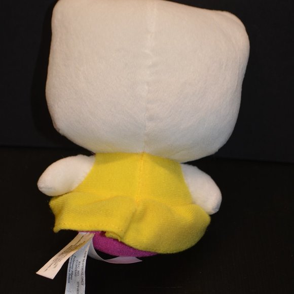 Sanrio Hello Kitty Cat Plush Stuffed Animal Doll Yellow Pink Dress Teddy Bow 6" - Picture 4 of 8